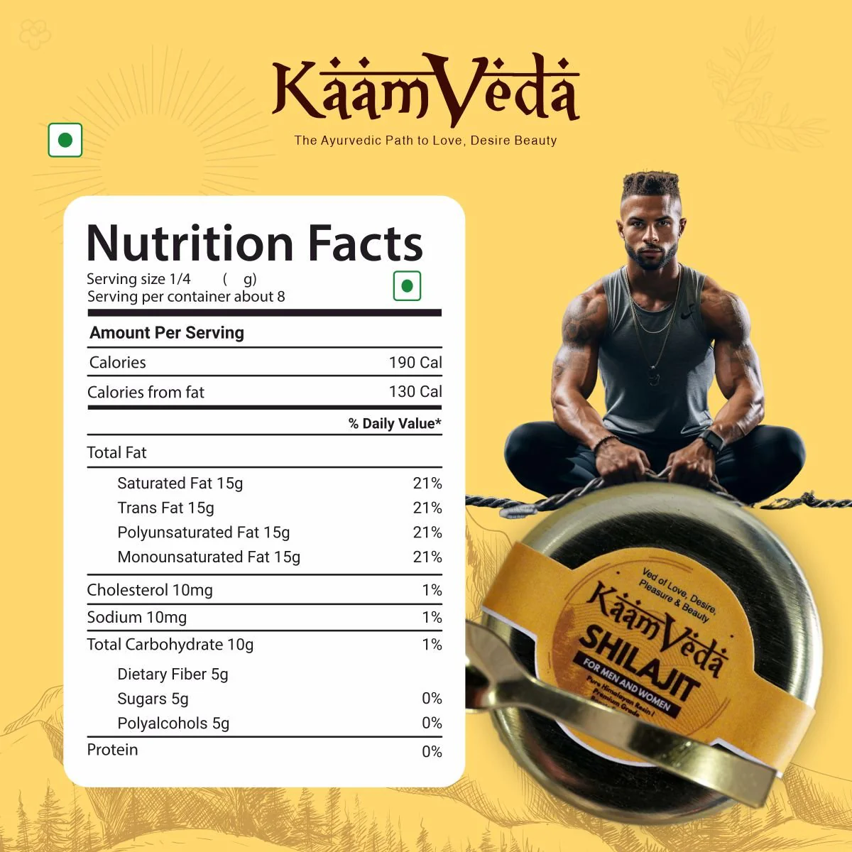 KaamVeda 100% Pure Himalayan Shilajit Resin for Men