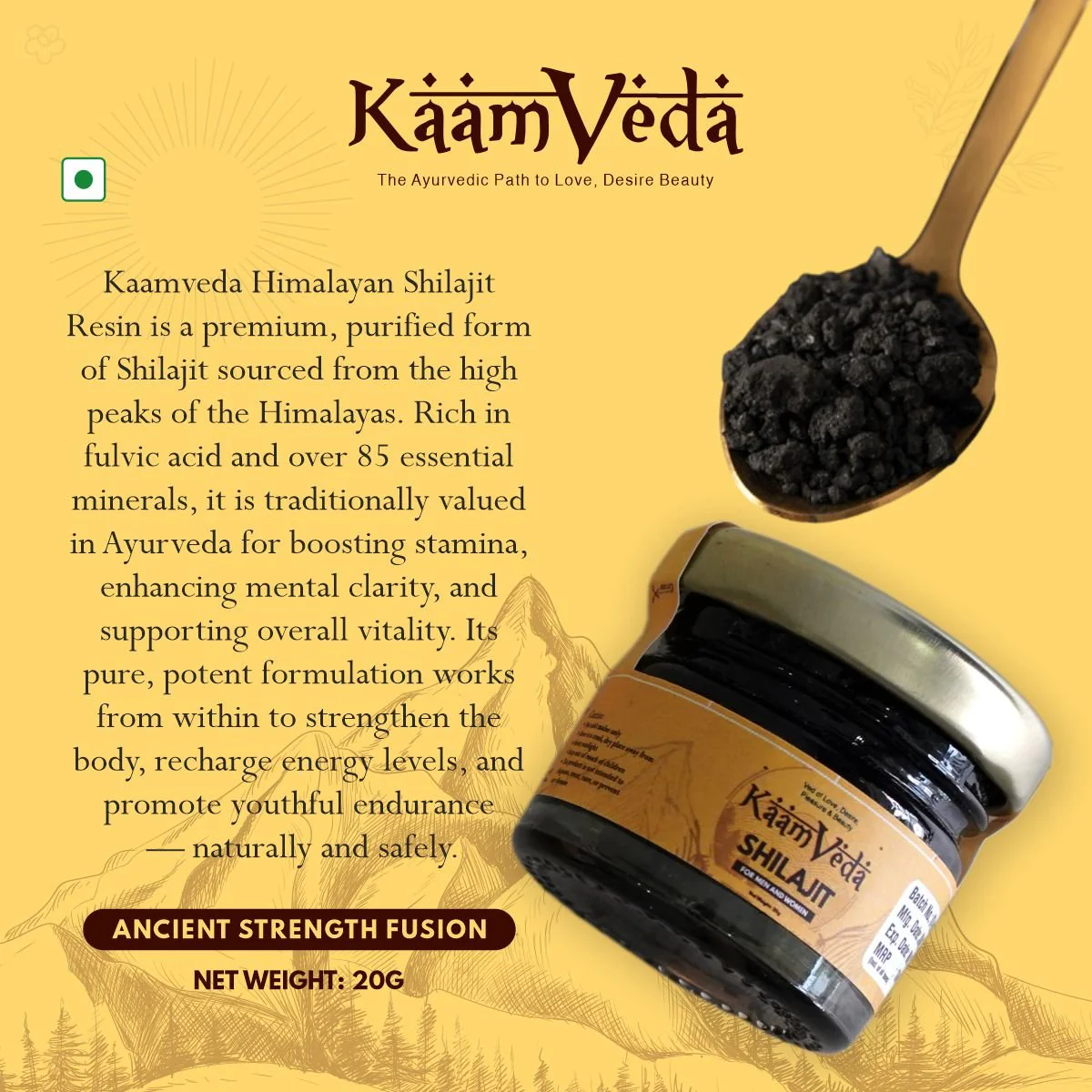 KaamVeda 100% Pure Himalayan Shilajit Resin for Men