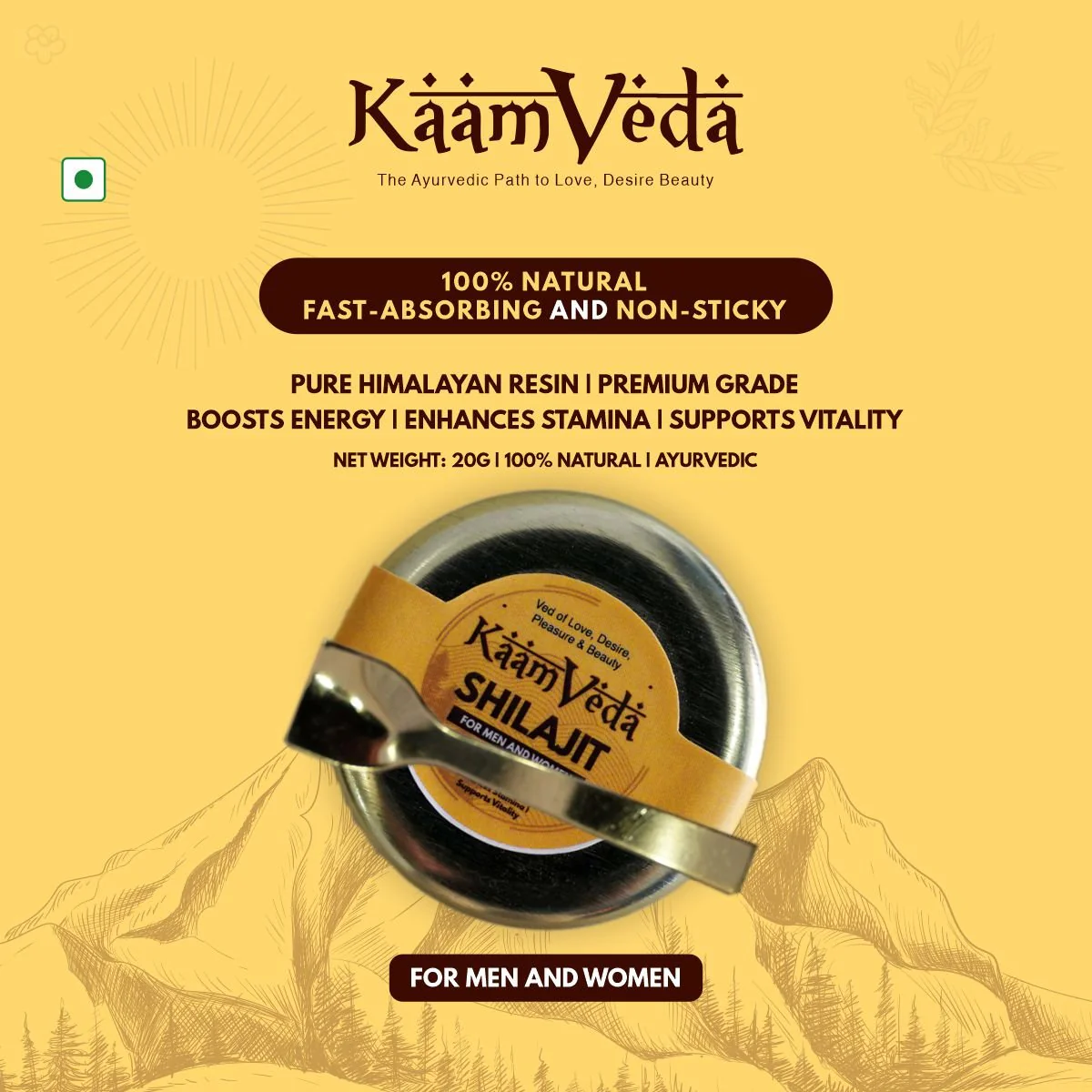 KaamVeda 100% Pure Himalayan Shilajit Resin for Men