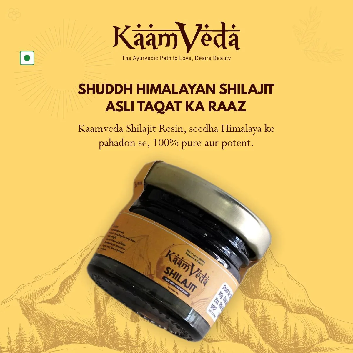 KaamVeda 100% Pure Himalayan Shilajit Resin for Men