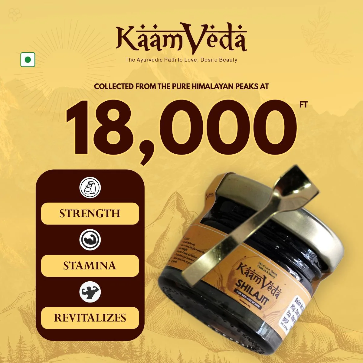 KaamVeda 100% Pure Himalayan Shilajit Resin for Women