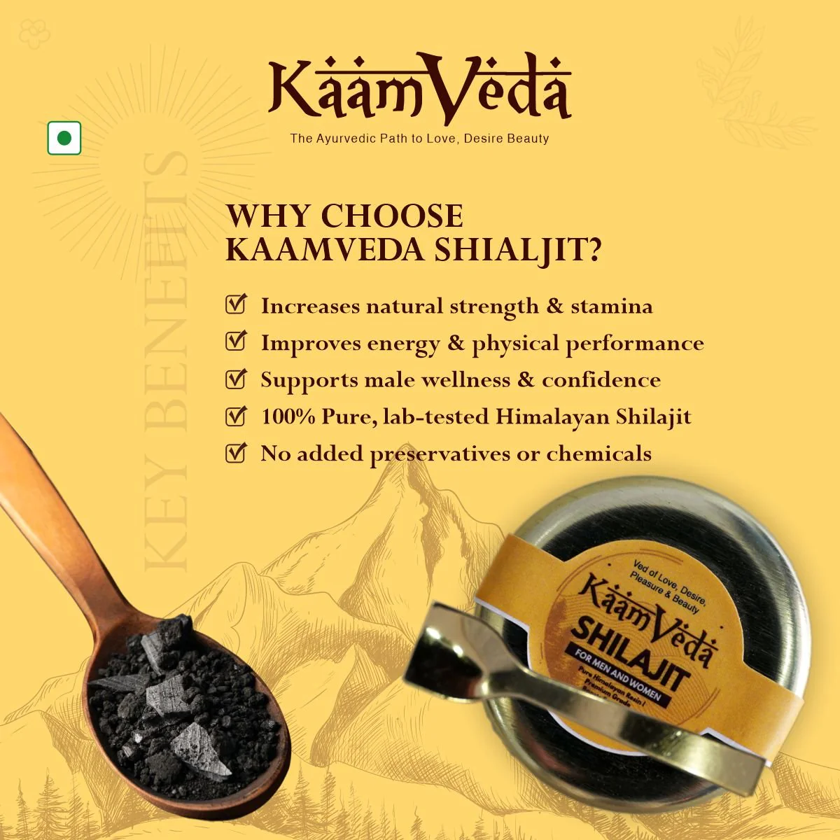 KaamVeda 100% Pure Himalayan Shilajit Resin for Women