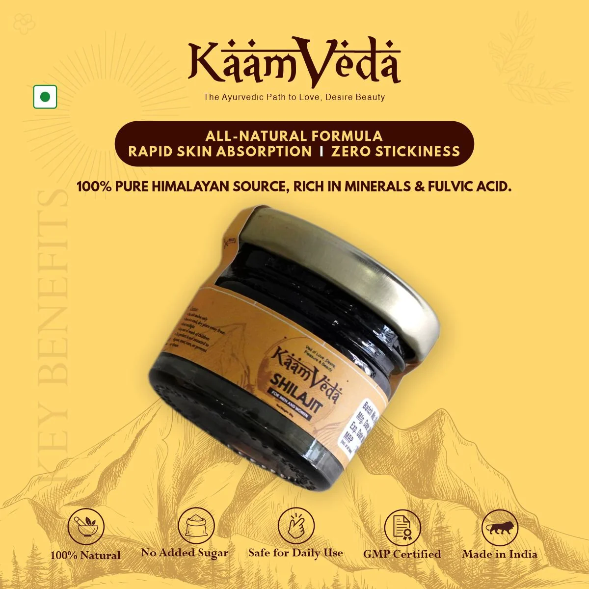 KaamVeda 100% Pure Himalayan Shilajit Resin for Women